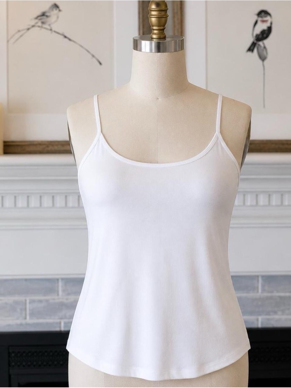 Athleta Signature Rib Thin Strap Tank Bright White Large Modal